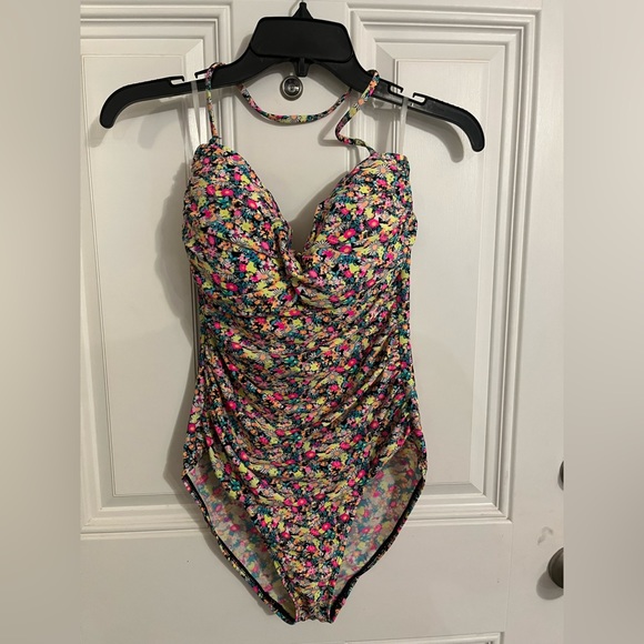 La Blanca NEW womens one piece swimsuit Floral Neon print new size 12 - Picture 2 of 8